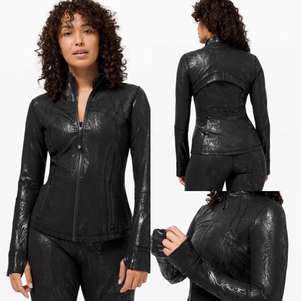 lululemon athletica Black Shiny Fitted Bomber Jacket